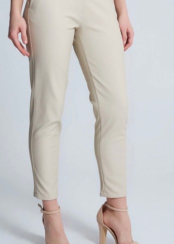 Bej Midi Kadın Kumaş Pantolon - Görsel 2