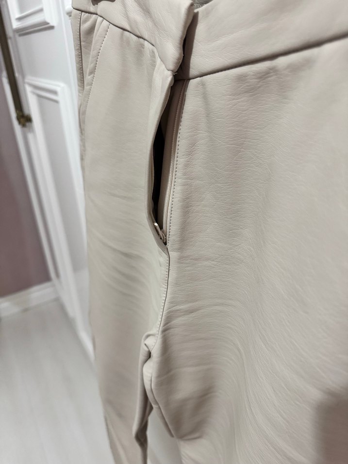 Bej Midi Kadın Kumaş Pantolon - Görsel 5