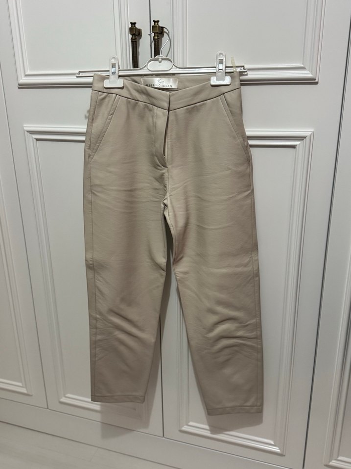 Bej Midi Kadın Kumaş Pantolon - Görsel 3