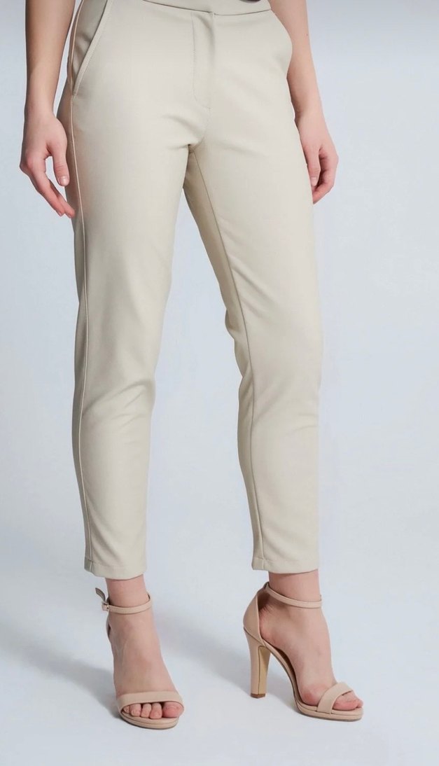 Bej Midi Kadın Kumaş Pantolon - Görsel 2