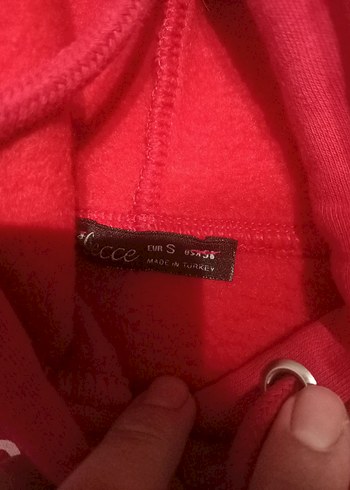 Kırmızı crop KadınKapüşonlu Sweatshirt - Görsel 3