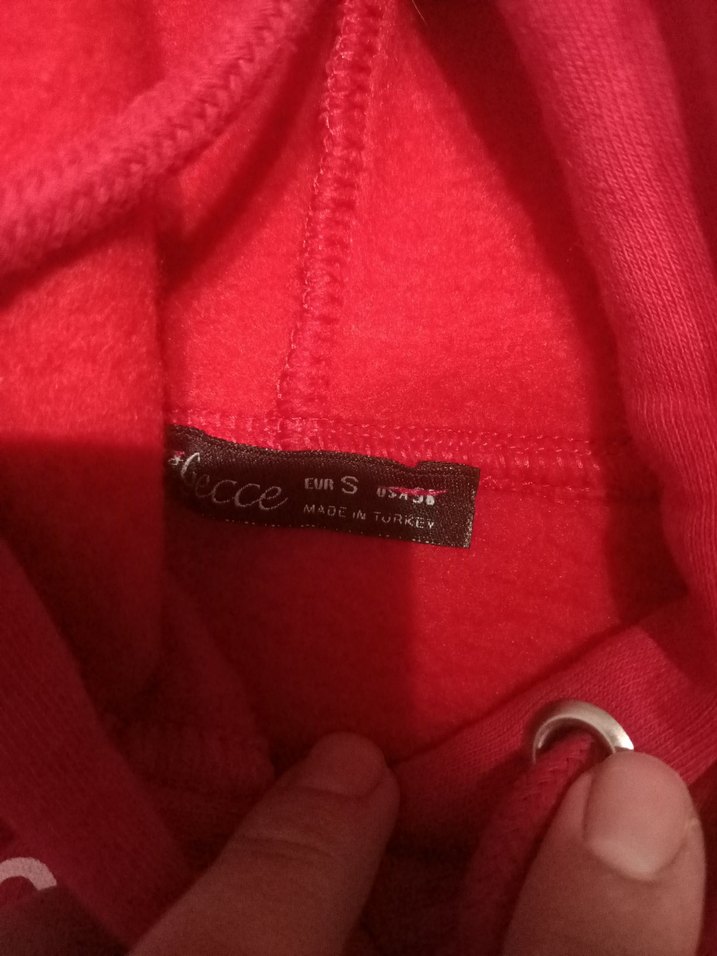 Kırmızı crop KadınKapüşonlu Sweatshirt - Görsel 3