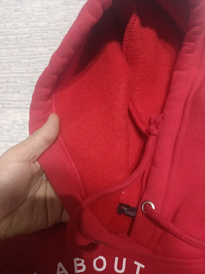 Kırmızı crop KadınKapüşonlu Sweatshirt - Görsel 4