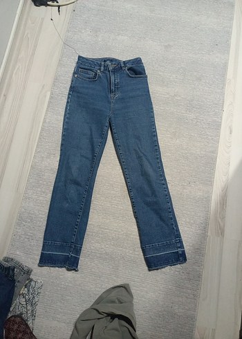Kadın Lacivert Midi Boy Regular Fit Denim Pantolon - Görsel 5