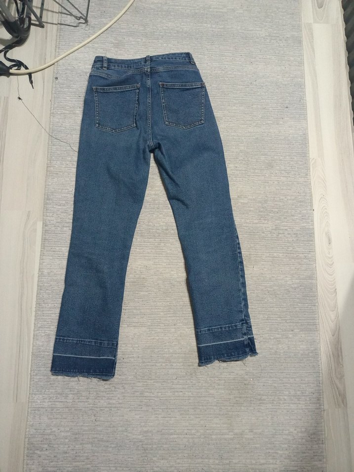 Kadın Lacivert Midi Boy Regular Fit Denim Pantolon - Görsel 4