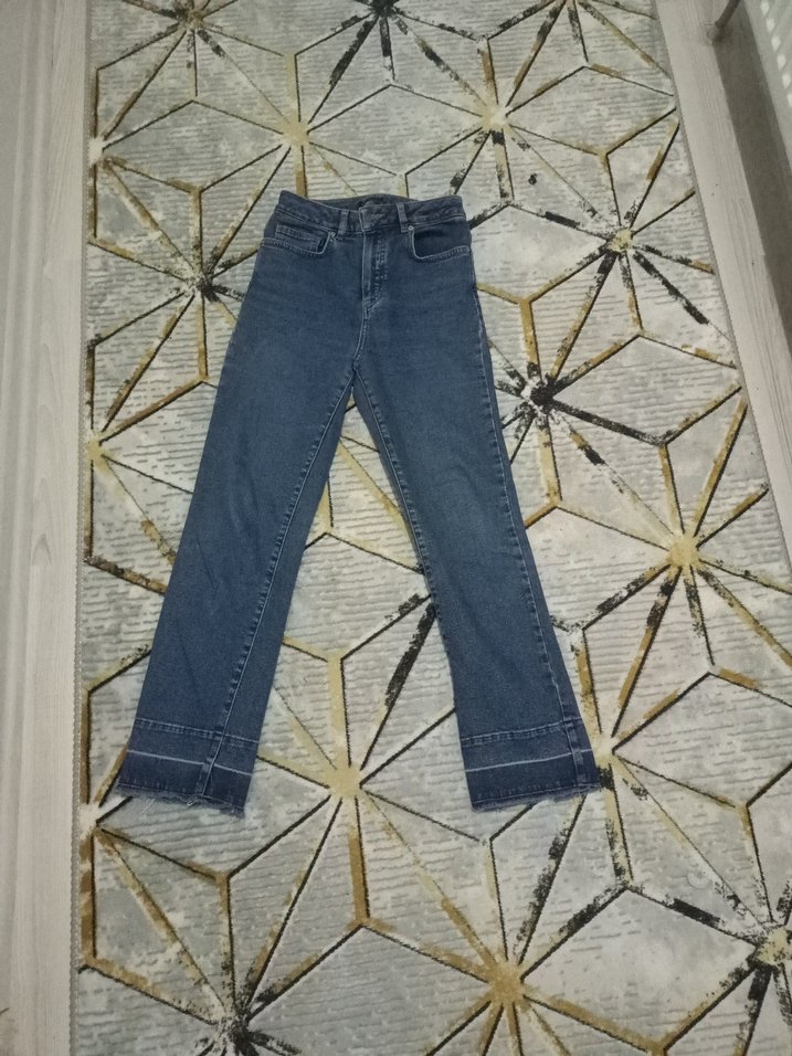 Kadın Lacivert Midi Boy Regular Fit Denim Pantolon - Görsel 2