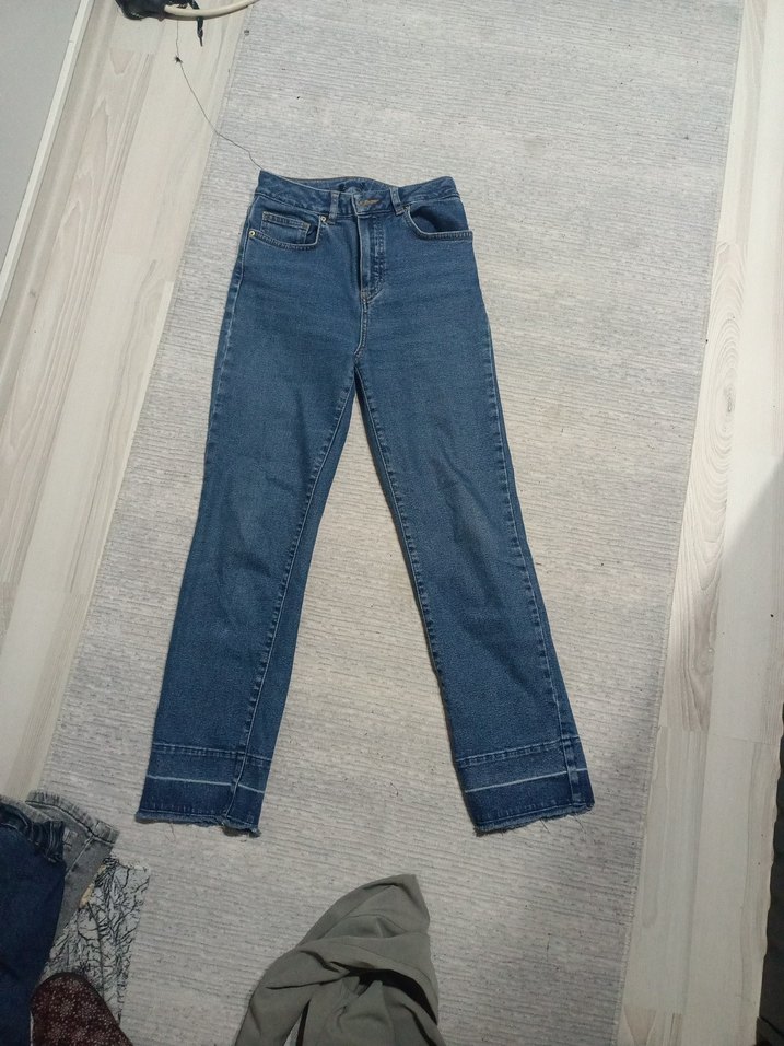 Kadın Lacivert Midi Boy Regular Fit Denim Pantolon - Görsel 5