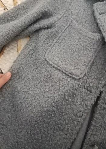 Gri Düğmeli Kadın gömlek Ceket - Görsel 3