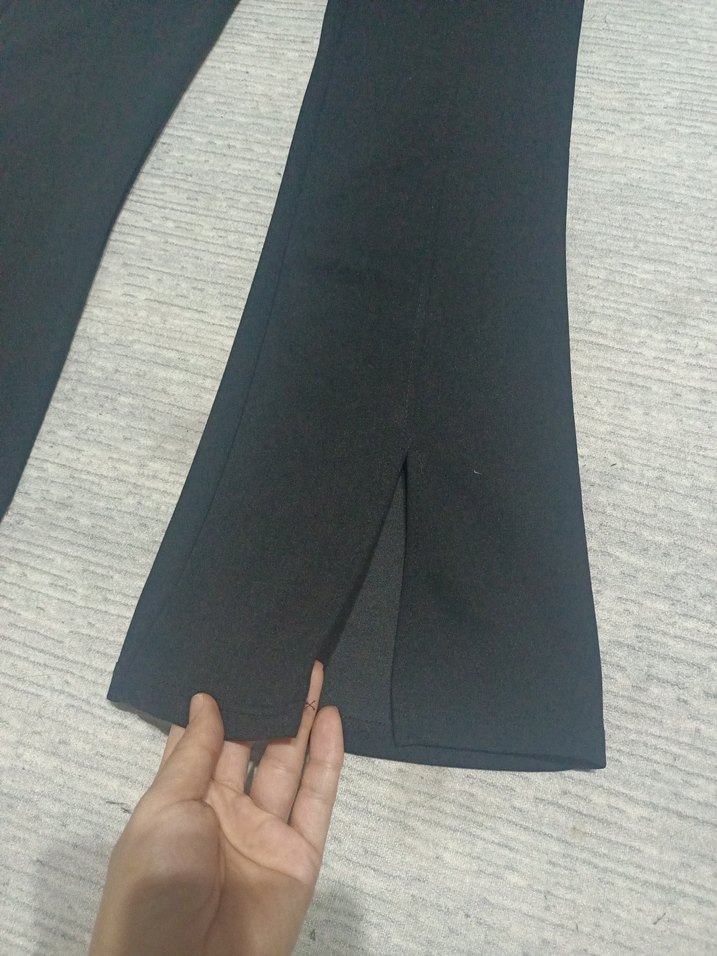 önden yırtmaçlı İspanyol paça pantolon - Görsel 2