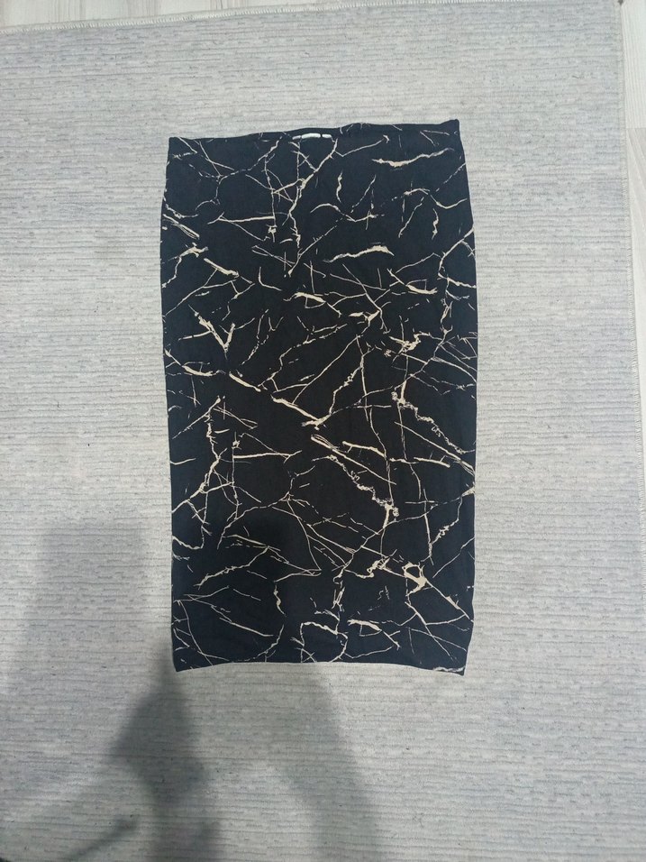 Kadın Gri Desenli Uzun Kalem Etek - Görsel 3