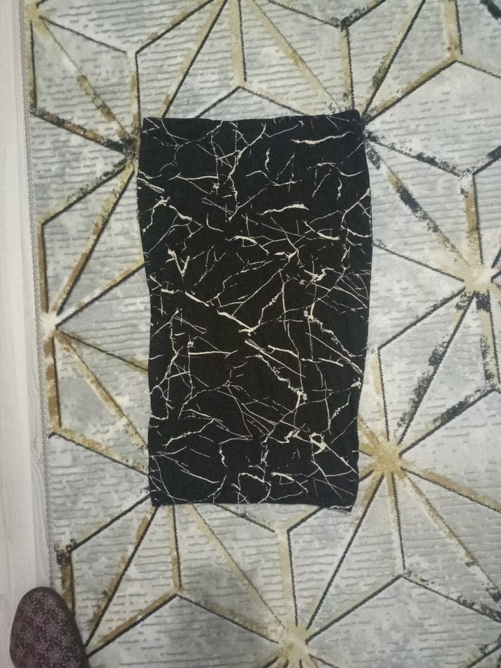 Kadın Gri Desenli Uzun Kalem Etek - Görsel 2