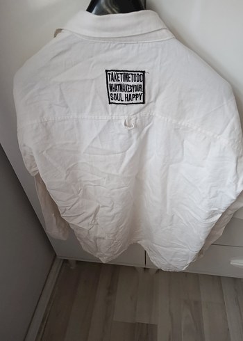 Diğer Düğmeli Beyaz Keten Gömlek