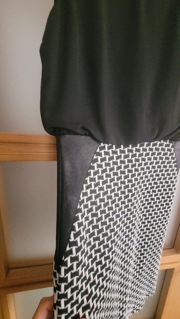 Siyah Gri Midi Ofis Elbisesi - Görsel 2