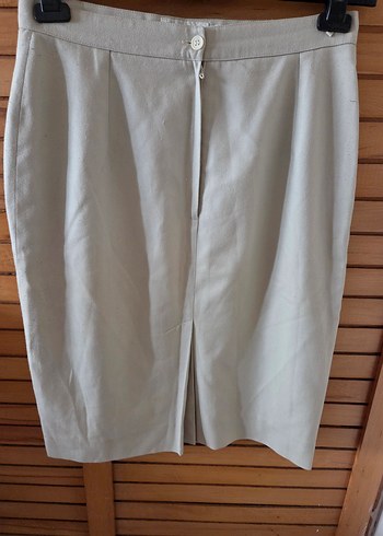 Bej Midi Keten Piliseli Kalem Etek - Görsel 2