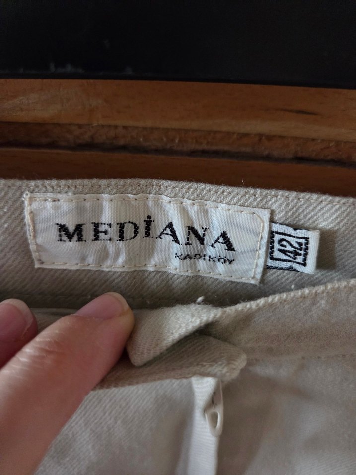 Bej Midi Keten Piliseli Kalem Etek - Görsel 3