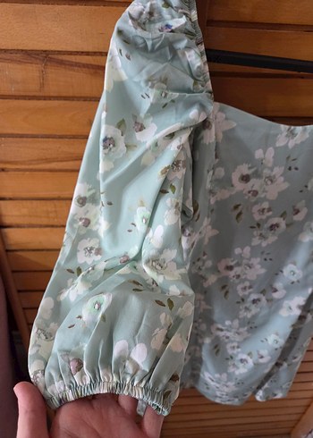 Su Yeşili Çiçek Desenli Bohem Midi Elbise - Görsel 3