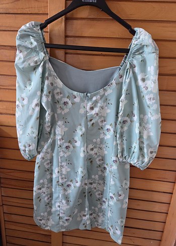 Su Yeşili Çiçek Desenli Bohem Midi Elbise - Görsel 2