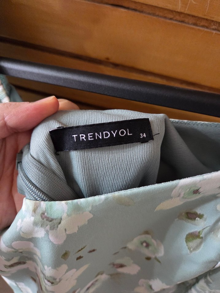 Su Yeşili Çiçek Desenli Bohem Midi Elbise - Görsel 4