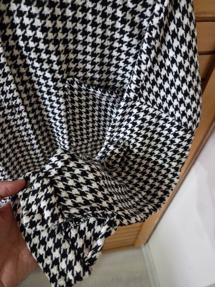 Kışlık Kadın Gri Kareli Düğmeli Gömlek - Görsel 3