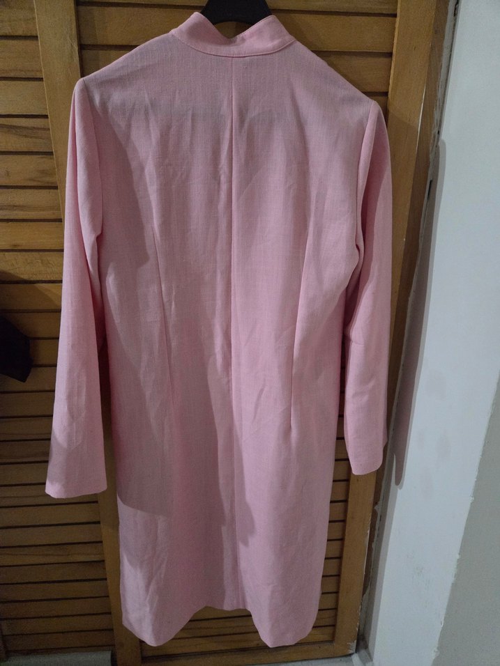 Pembe Nakışlı Uzun Kollu Kadın Elbisesi - Görsel 4