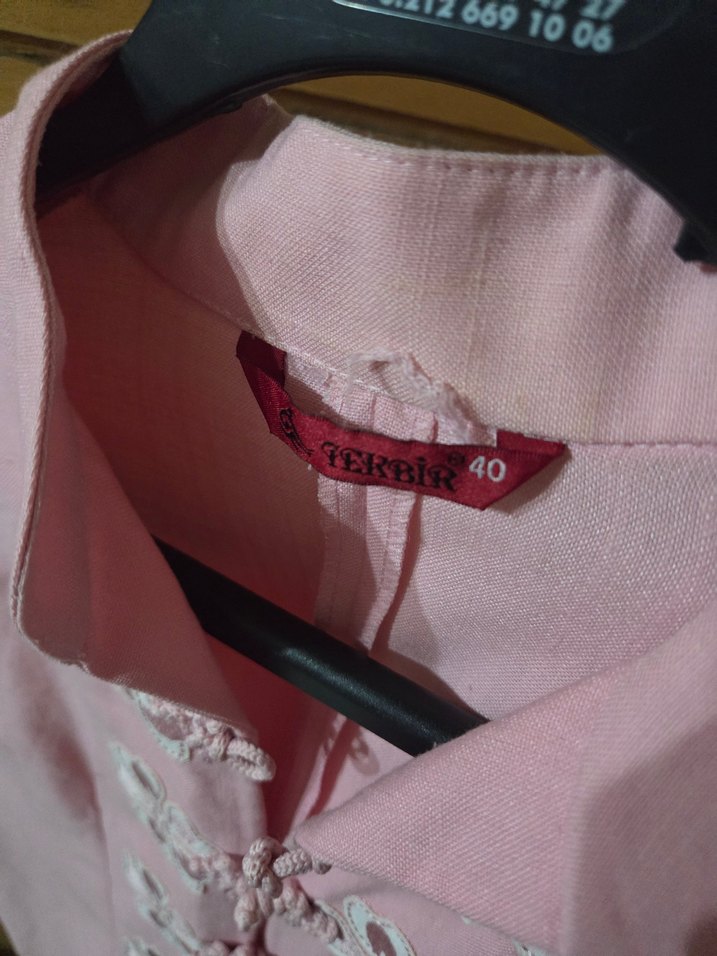 Pembe Nakışlı Uzun Kollu Kadın Elbisesi - Görsel 3