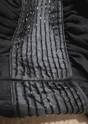 Kadın Siyah Pilili Şık Mini straplez elbise - Görsel 5