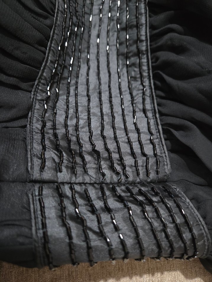 Kadın Siyah Pilili Şık Mini straplez elbise - Görsel 5