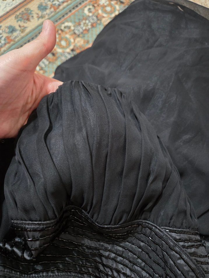 Kadın Siyah Pilili Şık Mini straplez elbise - Görsel 3