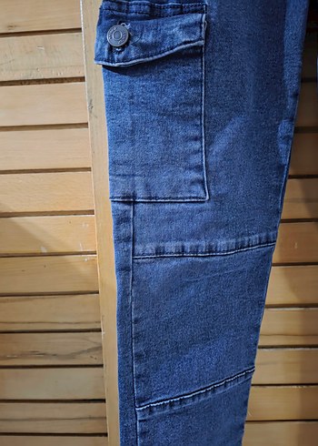 Düğmeli Mavi Street Wear Kadın Kot Pantolon - Görsel 4