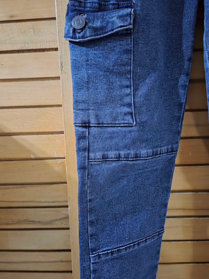 Düğmeli Mavi Street Wear Kadın Kot Pantolon - Görsel 4