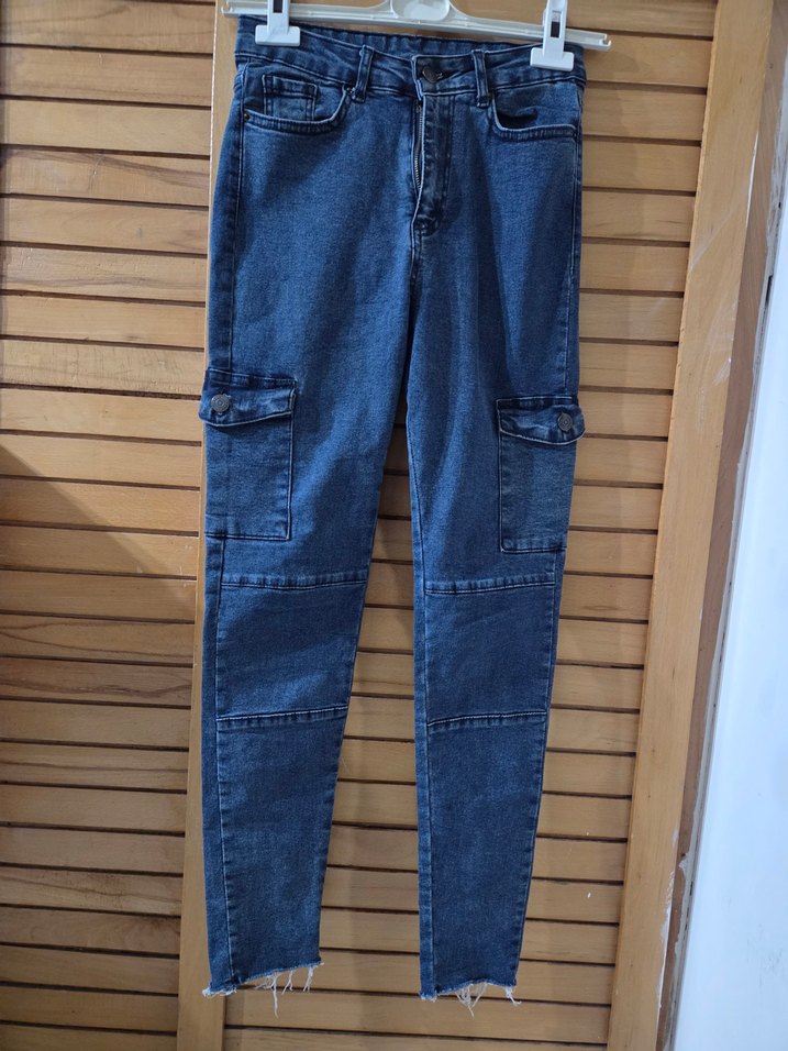 Düğmeli Mavi Street Wear Kadın Kot Pantolon - Görsel 3