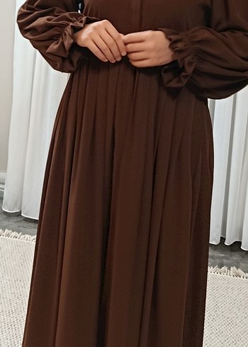 Uzun Kahverengi Drapeli Kadın ferace - Görsel 2