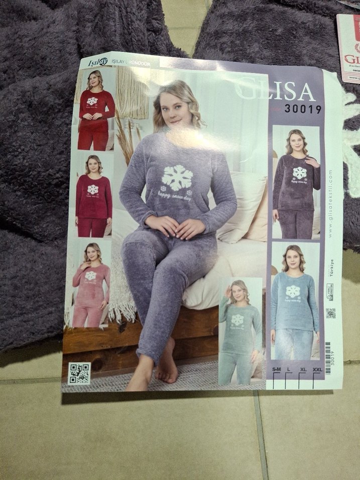 Gri Uzun Kollu Rahat Kadın Pijama Takımı - Görsel 2