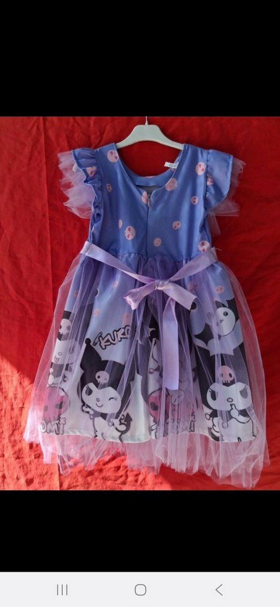 kromi Baskılı Kız Çocuk Fırfırlı Elbise - Görsel 2