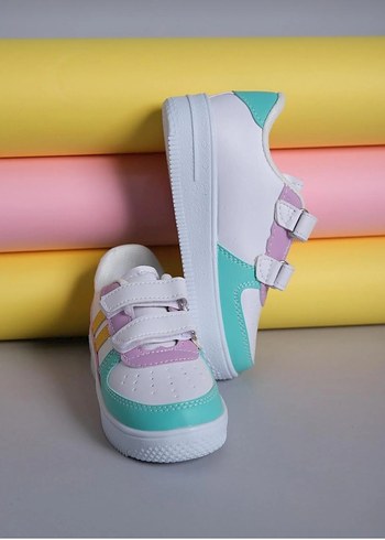 Kız Çocuk Çok Renkli Cırt Cırtlı Spor Ayakkabı - Görsel 3