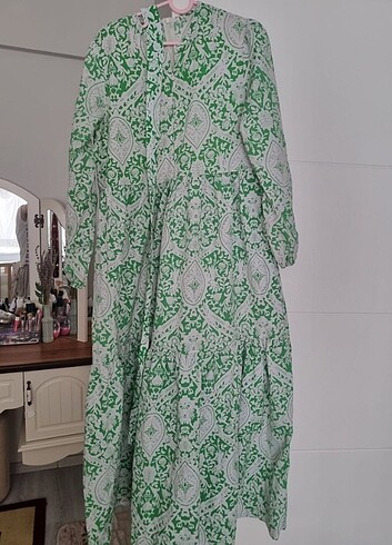 CICEK DESENLI UZUN ELBISE - Görsel 4