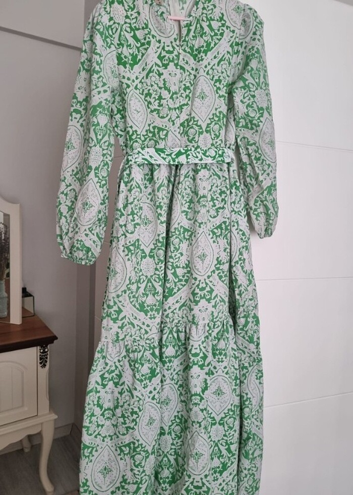 CICEK DESENLI UZUN ELBISE - Görsel 2