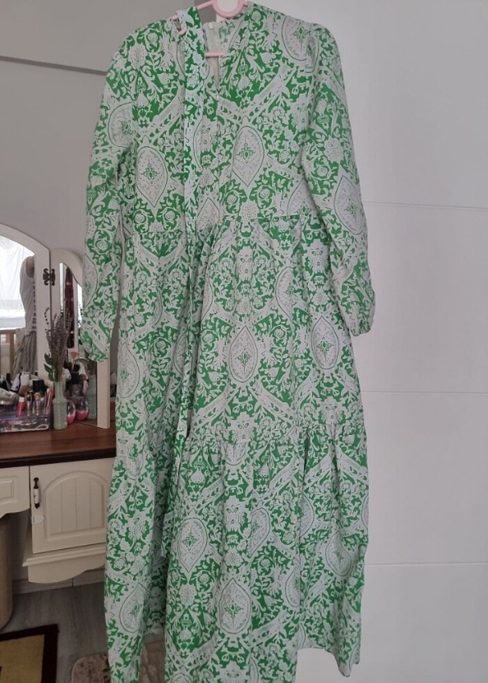 CICEK DESENLI UZUN ELBISE - Görsel 4