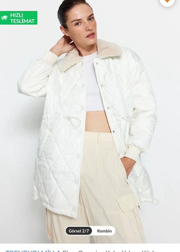Trendyol Beyaz Şişme Mont - Görsel 2