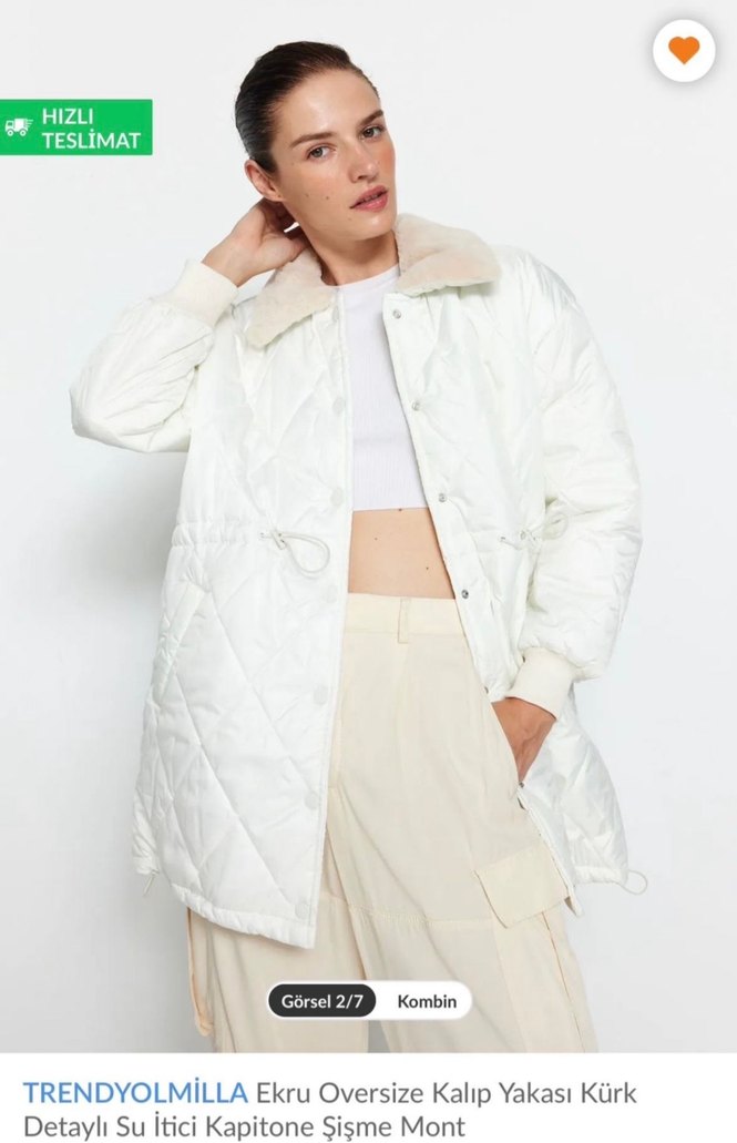 Trendyol Beyaz Şişme Mont - Görsel 2