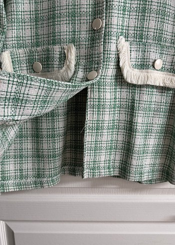 Yeşil Ekose Düğmeli Tüvit Ceket - Görsel 4