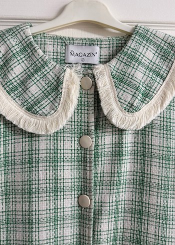 Yeşil Ekose Düğmeli Tüvit Ceket - Görsel 2