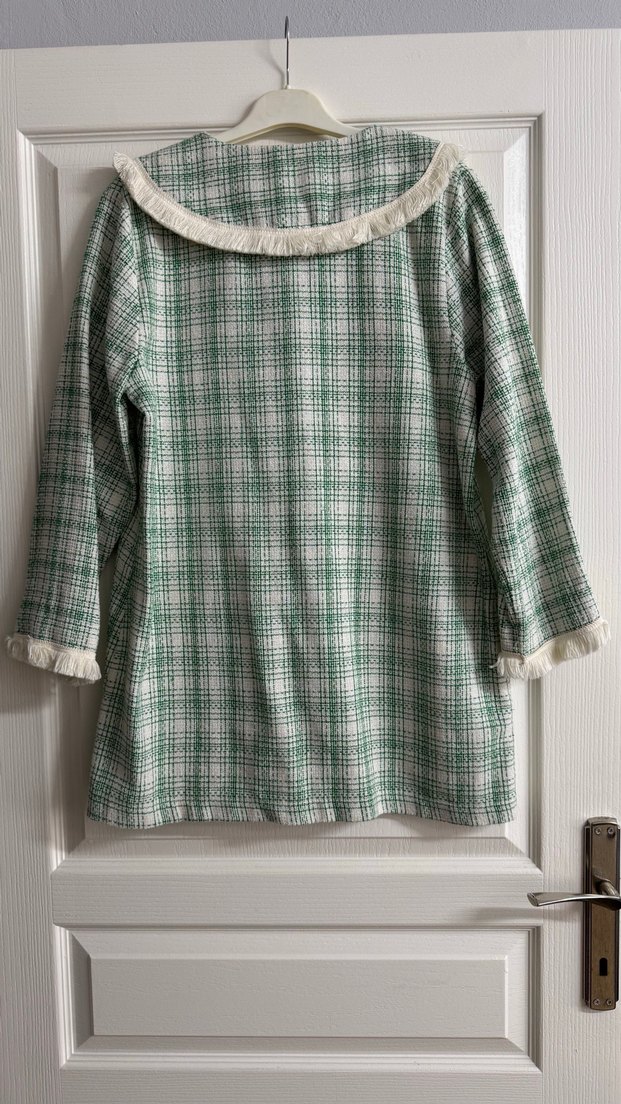 Yeşil Ekose Düğmeli Tüvit Ceket - Görsel 5