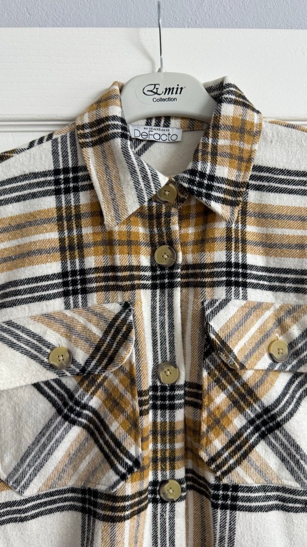 Bej Kahve Ekose Desenli Kadın Gömlek - Görsel 2