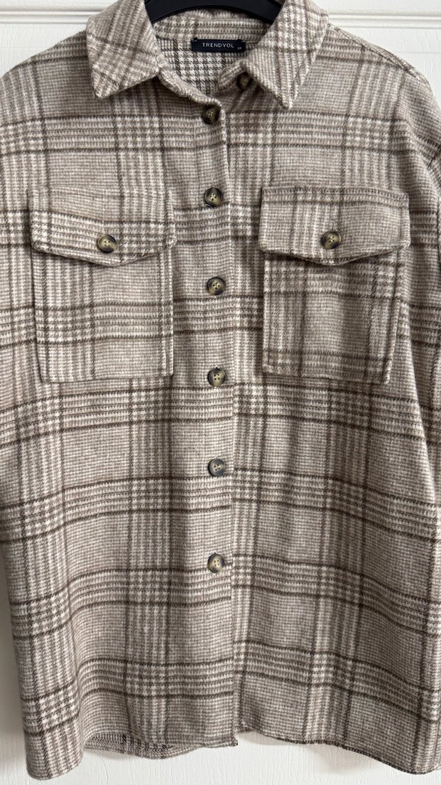 Düğmeli Ekose Desenli Kadın Gömlek - Görsel 2