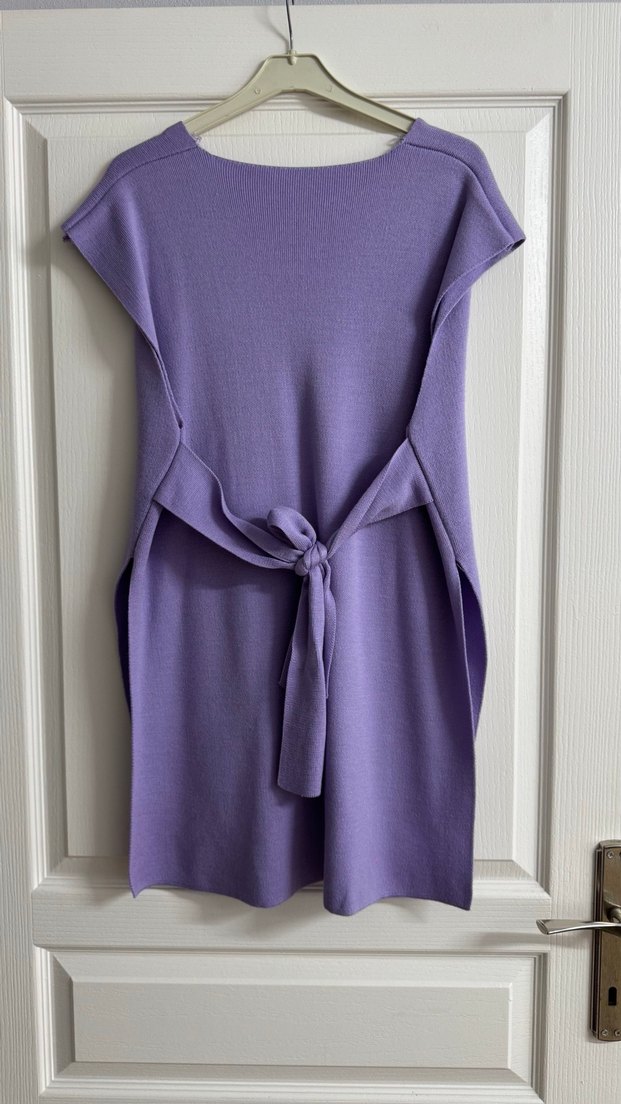 Mor V YakaTriko Süveter - Görsel 2