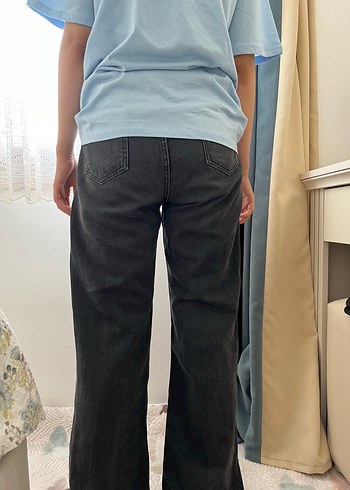 Gri Düğmeli Kadın Kot Pantolon - Görsel 3