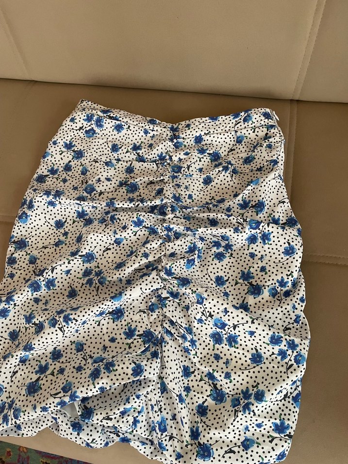 Mavi Çiçekli Bohem etekli takım - Görsel 4