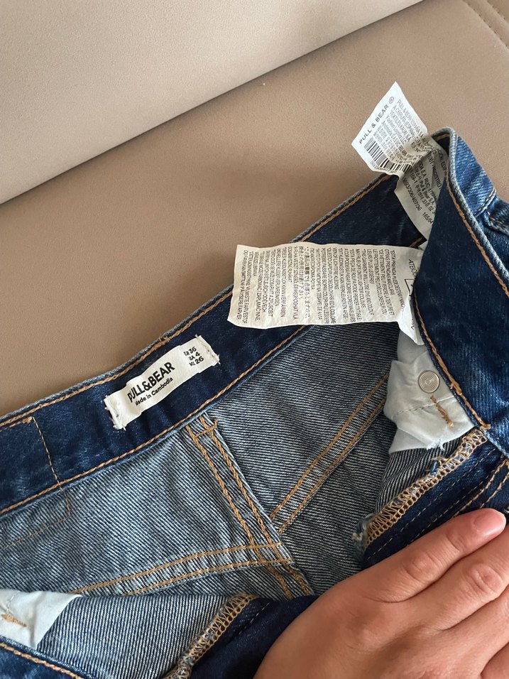 Kadın Mavi Kot Mini Şort - Görsel 4