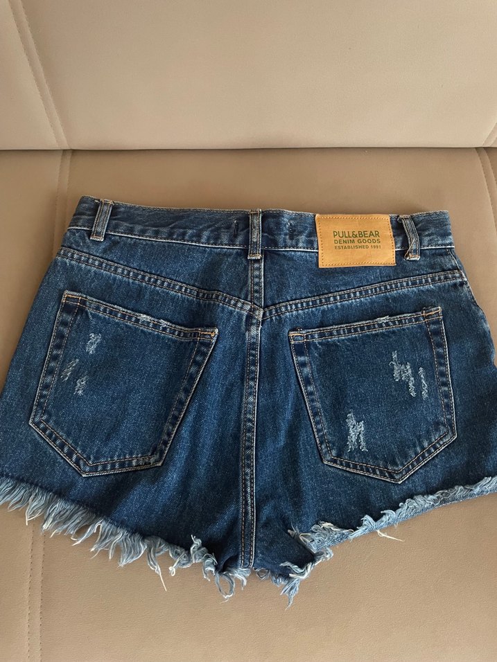 Kadın Mavi Kot Mini Şort - Görsel 2